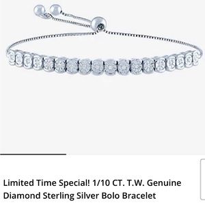 COPY - 1/10 CT TW Genuine Diammond on Sterling Silver Bolo Bracelet